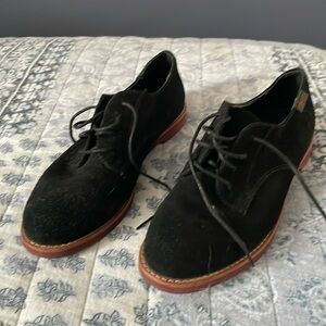 GH Bass Black Suede Oxfords